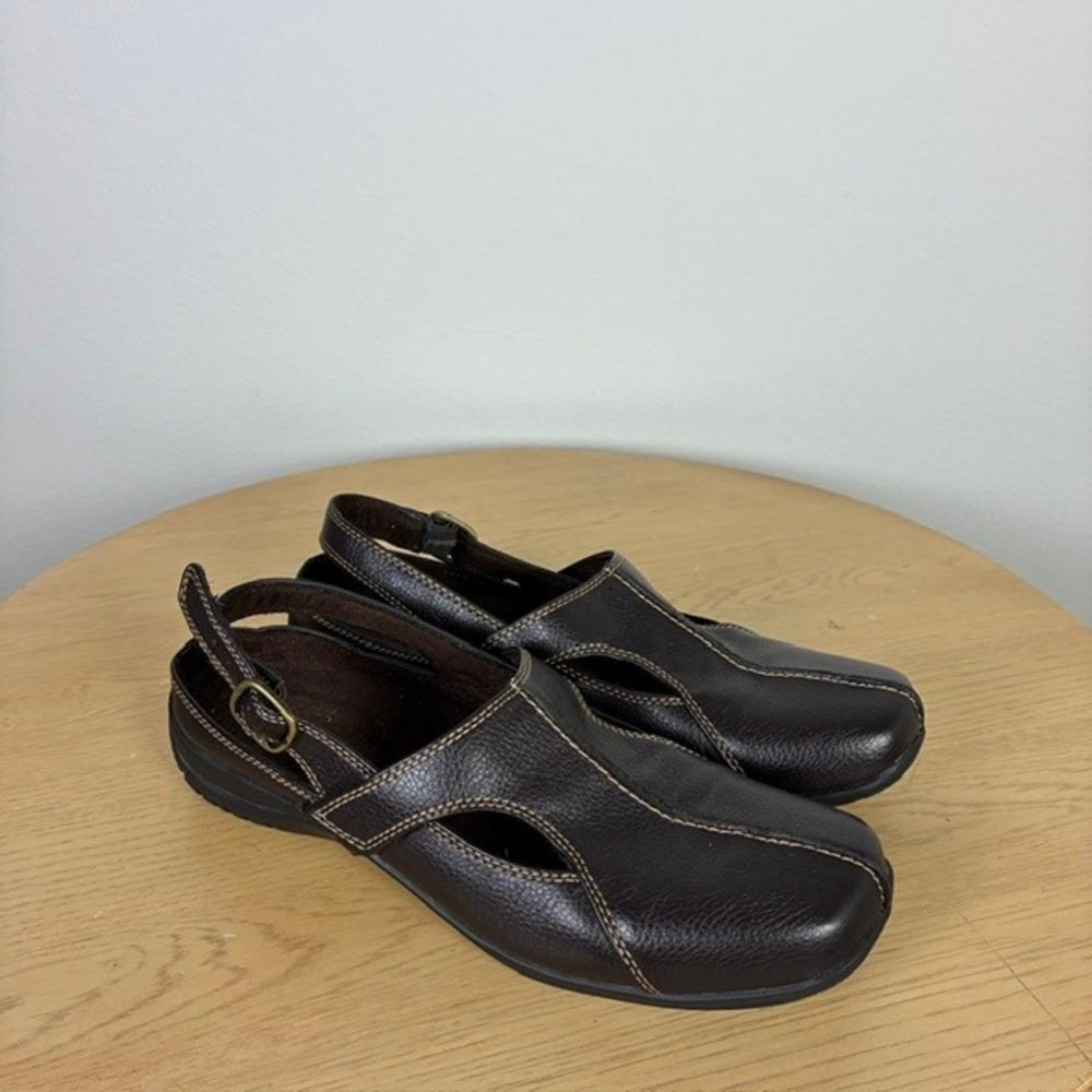 Easy Spirit Leather Slingback Square Toe Clog Womens 9.5 Fall 90s Minimalist